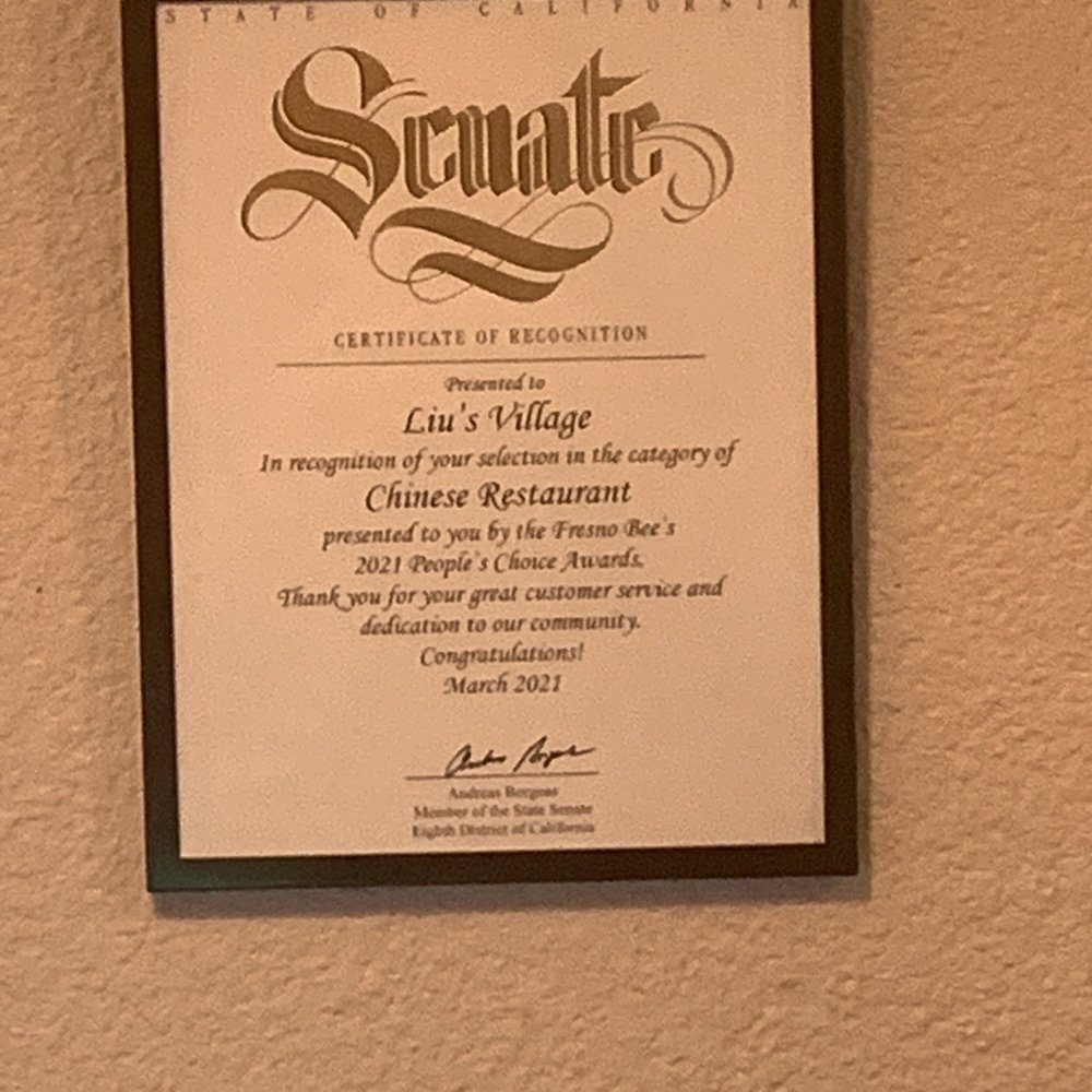 Liu's Village - 9/4/21 Award - Chinese Near Me - Madera, California Liu's Village - 9/4/21 Award - Chinese Near Me - Madera, California