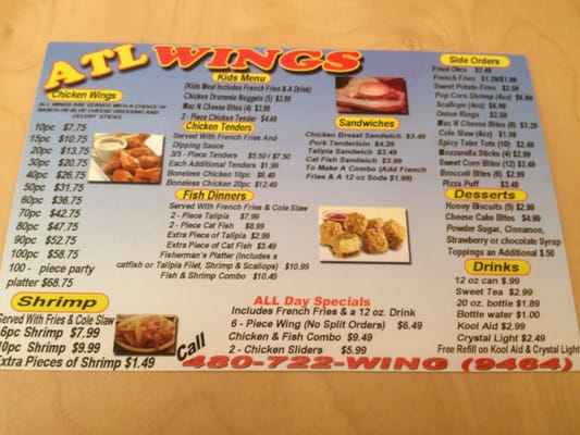 Menu photo 6 ATL Wings Chandler, AZ