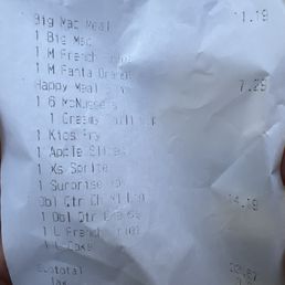 Photo shows I paid for the kid's meal. Photo shows I paid for the kid's meal.
