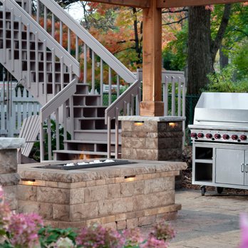 Moyer's - a patio with a grill and stairs - Landscaping Near Me - Stoughton, Wisconsin