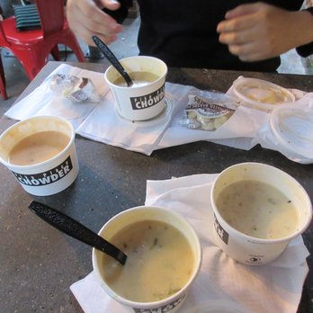 Pike Place Chowder - Chowder Sampler, $13.95 prior to tax (Yelp check in: save $1) - Seafood Near Me - Seattle, Washington Pike Place Chowder - Chowder Sampler, $13.95 prior to tax (Yelp check in: save $1) - Seafood Near Me - Seattle, Washington