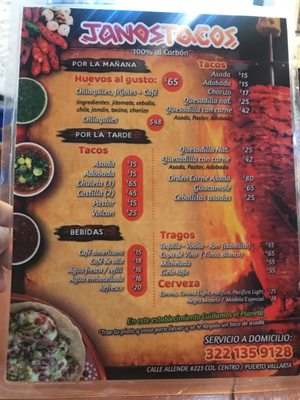 Menu photo 2 Janos Tacos Puerto Vallarta, JAL