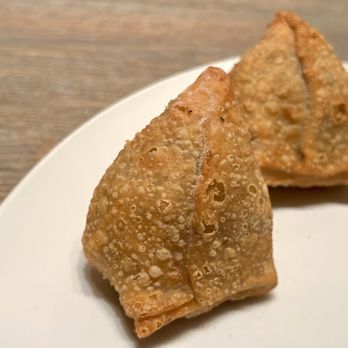 Sattva Indian Rasoi - Samosa. Densely crisp outer shell, with potatoes and vegetables inside. It's a heavy appetizer, so share it! - Indian Near Me - Mission Viejo, California