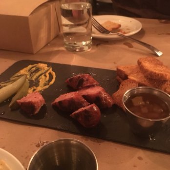 Bird and Bottle - Alligator sausage with jelly and mustard. Very flavorful -- just the right combination of spices. - New American Near Me - Tulsa, Oklahoma