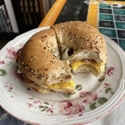 Bacon, Egg, and Cheese on an Everything Bagel.