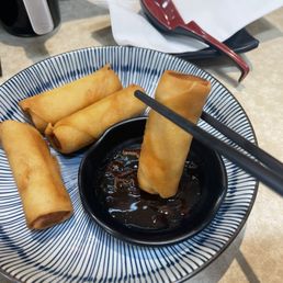 Veggie spring rolls with dipping sauce! Veggie spring rolls with dipping sauce!