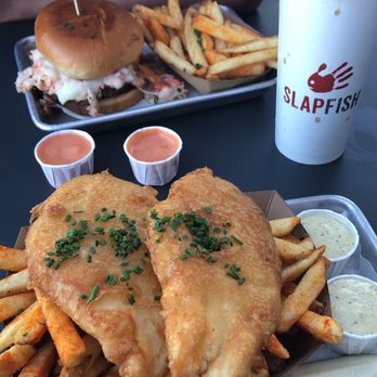 Slapfish - Double fish and chips and the lobster burger. - Seafood Near Me - Park City, Utah Slapfish - Double fish and chips and the lobster burger. - Seafood Near Me - Park City, Utah