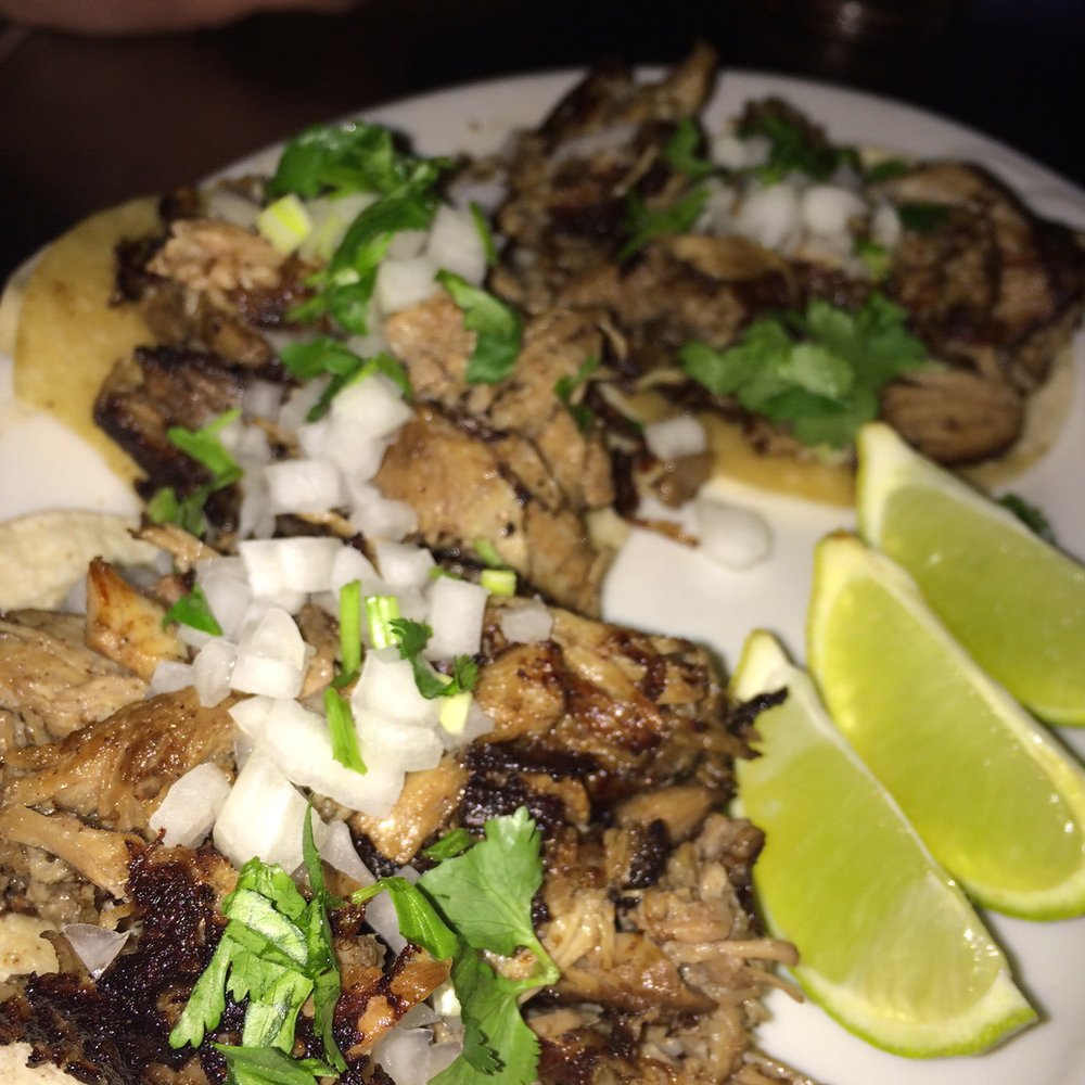 Elixir Bar & Grill - Pork street tacos with a tummy green chili sauce - Burgers Near Me - Sacramento, California