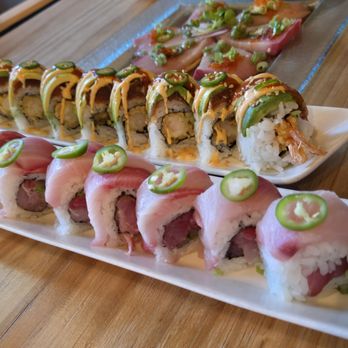 MiMi's Kitchen - Front: Jala Hamachi roll Back: Fire Dragon roll - Asian Fusion Near Me - San Jose, California MiMi's Kitchen - Front: Jala Hamachi roll Back: Fire Dragon roll - Asian Fusion Near Me - San Jose, California