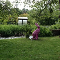 Bathurst Arms - Sitting by the river...and a large ceramic hare called Hartley