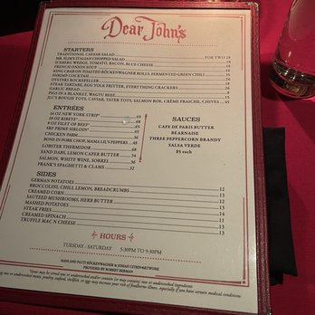Dear John’s - Menu - American Near Me - Culver City, California