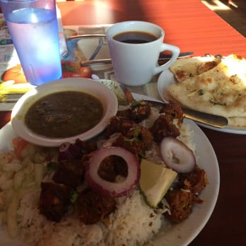 Chaat Kafe - Garlic Naan, lamb kabob, rice, dal, tea. Fragrant!!! - Indian Near Me - Sacramento, California Chaat Kafe - Garlic Naan, lamb kabob, rice, dal, tea. Fragrant!!! - Indian Near Me - Sacramento, California