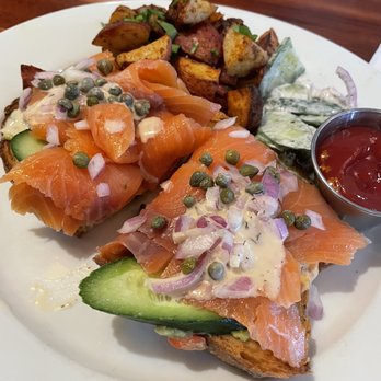 Hungry's - Salmon avocado toast - New American Near Me - Houston, Texas Hungry's - Salmon avocado toast - New American Near Me - Houston, Texas