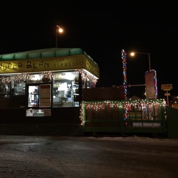 Hyper Bean espresso - the exterior of a restaurant at night - Coffee & Tea Near Me - Anchorage, Alaska