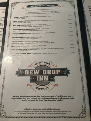 Menu photo 1 Dew Drop Inn Derby, CT