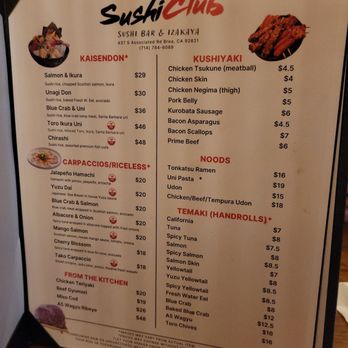 Sushi Club - Menu - Sushi Bars Near Me - Brea, California Sushi Club - Menu - Sushi Bars Near Me - Brea, California