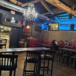 Whiskey Chicks - Rustic seating area.