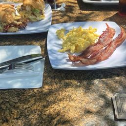 Egg and cheese croissant, Mexican Breakfast Bagel, scrambled eggs and bacon. Egg and cheese croissant, Mexican Breakfast Bagel, scrambled eggs and bacon.