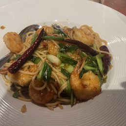 KUNG PAO SPAGHETTI with shrimp