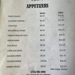 All Star Grill - Appetizer menu