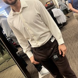 Ivory dress shirt with brown pants Ivory dress shirt with brown pants