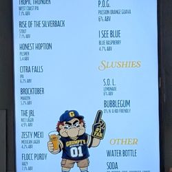 Grumpy's Brewing - Grumpy's menu