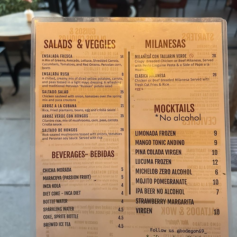Bodegon No 69 - Menu - Latin American Near Me - Pasadena, California