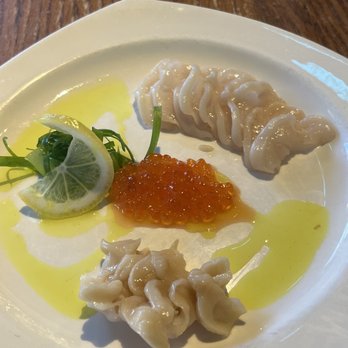 Taylor Shellfish Farms - Geoduck sashimi with lemon turmeric oil - Seafood Near Me - Seattle, Washington
