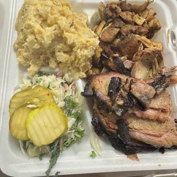 Max and Bellas Smokehouse - Chicken and brisket combo with cheesy potatoes - Smokehouse Near Me - Mio, Michigan Max and Bellas Smokehouse - Chicken and brisket combo with cheesy potatoes - Smokehouse Near Me - Mio, Michigan