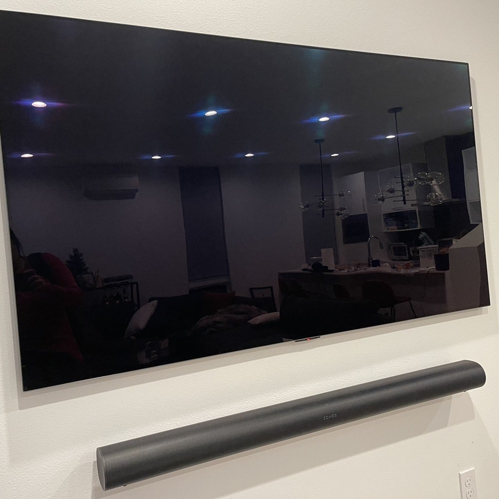 The Flatscreenguru - LG GX 65", flush to wall! Plus Sonos arc. All cables hidden beautiful behind the wall. - Home Theatre Installation Near Me The Flatscreenguru - LG GX 65", flush to wall! Plus Sonos arc. All cables hidden beautiful behind the wall. - Home Theatre Installation Near Me