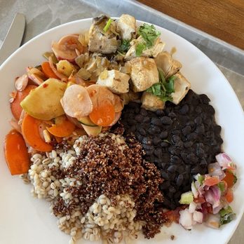 MQ Healthy Food - Mushroom tofu stew, kimchi salad, quinoa/barley & black beans - New American Near Me - Millbrae, California