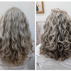 Before and after. Look at those curls! Love it