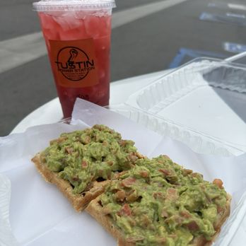 Tustin Power Station - Jamaica refresher and avocado on protein waffle (avocado toast) - Juice Bars & Smoothies Near Me - Tustin, California Tustin Power Station - Jamaica refresher and avocado on protein waffle (avocado toast) - Juice Bars & Smoothies Near Me - Tustin, California