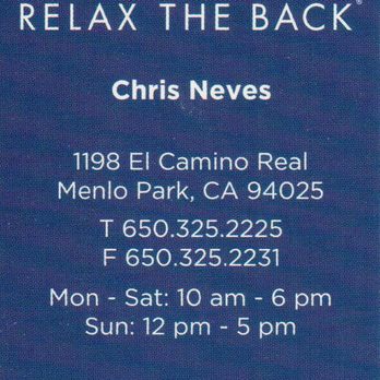 Relax The Back - Talk to Chris about your back problems. She can relate! - Office Equipment Near Me - Menlo Park, California