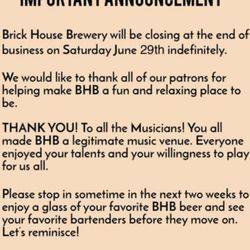 Brick - Closing announcement