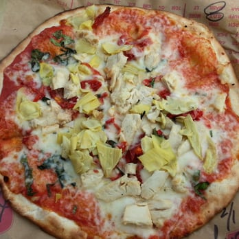 MOD Pizza - I made my own...chicken, sun dried tomatoes and artichokes. Yum! - Pizza Near Me - Irvine, California MOD Pizza - I made my own...chicken, sun dried tomatoes and artichokes. Yum! - Pizza Near Me - Irvine, California