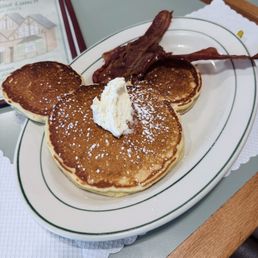 Mickey Mouse pancake with bacon