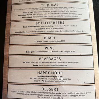 Chava's Mexican Restaurant - Back of Menu - Mexican Near Me - Edwardsville, Illinois
