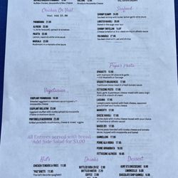 Napoli Italian Restaurant & Pizza - Menu (back)