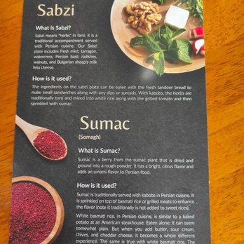 Rumi’s Kitchen - Neat little info card - Persian/Iranian Near Me - Washington, DC, District of Columbia