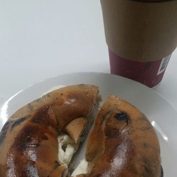 Christy's Donuts - Blueberry Bagel with cream cheese and Kina Koffee. - Donuts Near Me - Milpitas, California