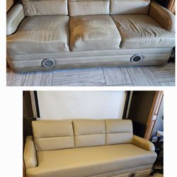 Visions Upholstery - This is a before and after! The couch looked unsaveable, and Gino worked a miracle! Beautiful job.