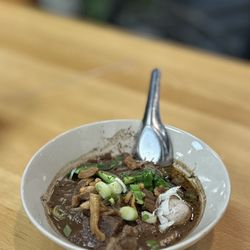 Original Thai Boat Noodle Soup: Mae Malai's authentic and famous boat noodle soup. Served w/choice of pork/beef, noodle & spiciness | $8.95