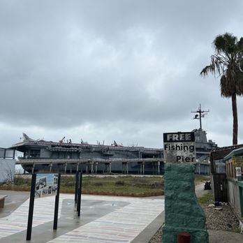Pier 99 - USS Lexington in background - Seafood Near Me - Corpus Christi, Texas
