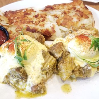 Poached Kitchen - Chile Verde Benedict ($15). So good - recommend! - Breakfast & Brunch Near Me - Irvine, California