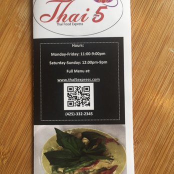 Thai 5 -Thai Food Express - Thai 5 Menu with the QR Code - Thai Near Me - Mill Creek, Washington