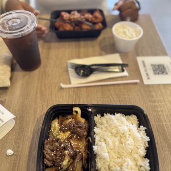 Bap Bento - Spicy Chicken Gangjeong (Sweet & Spicy) included a side of white rice (for me) and Korean Beef Bulgogi and rice (for him). - Korean Near Me - Missouri City, Texas Bap Bento - Spicy Chicken Gangjeong (Sweet & Spicy) included a side of white rice (for me) and Korean Beef Bulgogi and rice (for him). - Korean Near Me - Missouri City, Texas