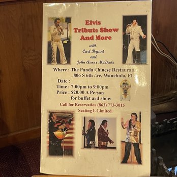 Panda Chinese Restaurant - Elvis Tribute Show & More!! Clay Bryant & John Aaron McDade - Chinese Near Me - Wauchula, Florida Panda Chinese Restaurant - Elvis Tribute Show & More!! Clay Bryant & John Aaron McDade - Chinese Near Me - Wauchula, Florida