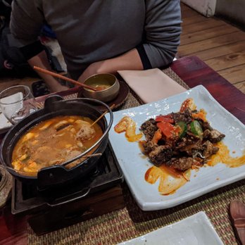 HanGawi - Sweet and sour mushrooms (comparable to conventional sweet and sour pork), and Mongolian hotpot - Vegetarian Near Me - New York, New York HanGawi - Sweet and sour mushrooms (comparable to conventional sweet and sour pork), and Mongolian hotpot - Vegetarian Near Me - New York, New York