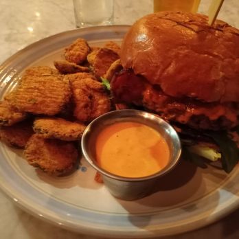 Hullabaloo - Burger with fried cucumbers - Gastropubs Near Me - West Palm Beach, Florida Hullabaloo - Burger with fried cucumbers - Gastropubs Near Me - West Palm Beach, Florida